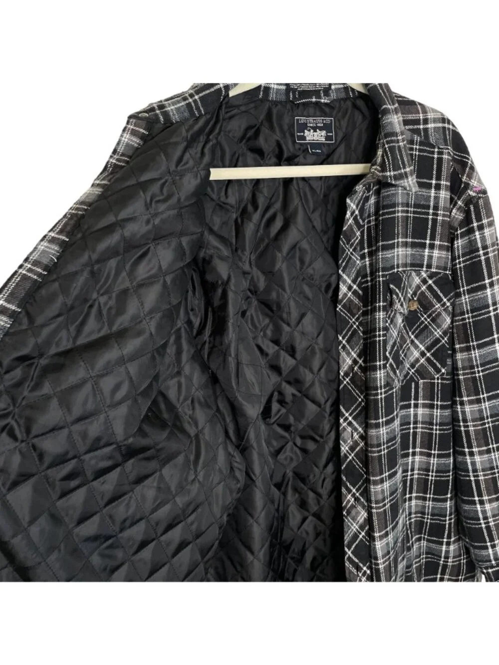 Levi's Men's Grey/Black Plaid Shacket, XL